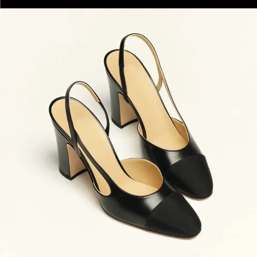 Classic Black Slingback Block Heel Pumps
